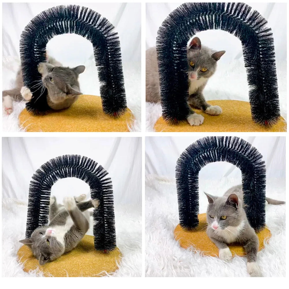 Cat Arch Self Groomer Massager Cat Rubbing Post with Sturdy Scratcher Pad Cat Face Scratcher for Indoor Kitten & Small Dog