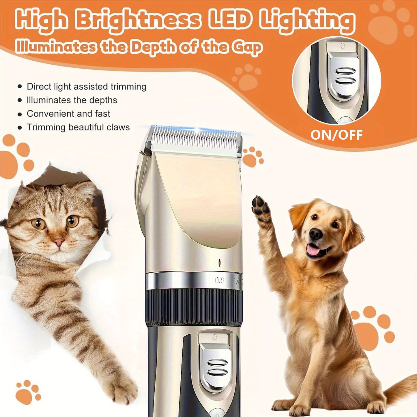 Professional Wireless Electric Pet Grooming Kit: Low-Noise Hair Trimmer – For Cats & Small-to-Medium Dogs, A Perfect Holiday Gif