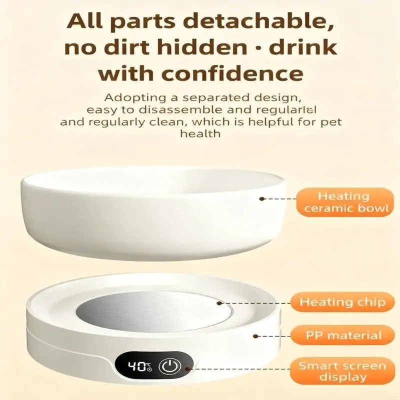 2025 New Electric Heated Pet Bowl 4 Temperature Settings Drinking Plate for Dogs, Cats, and Small Animals, Thermal Water Bowl