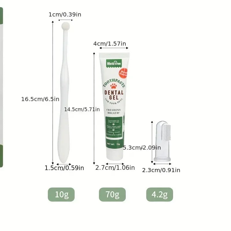 Pet Toothpaste Kit - Dental Care Set for Dogs & Cats, Teeth Cleaning Gel with Finger Brush, Christmas Birthday Gift for Pets