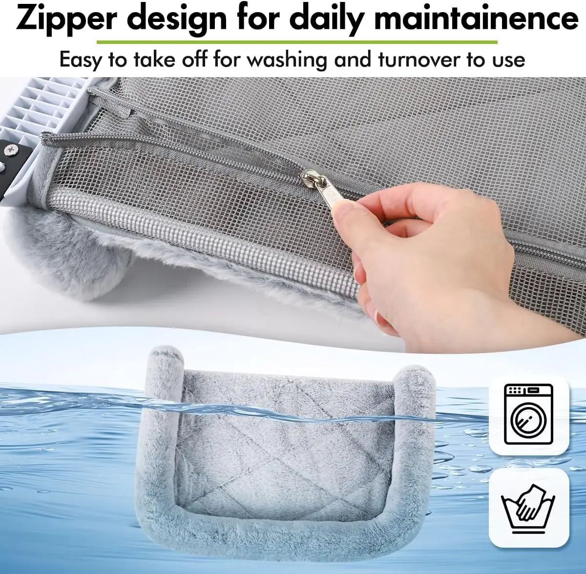 Cat Window Sill Perch – Large Bolster Hammock Bed for Large Cats & Kittens – Gray, Easy-Adjust for Windowsill