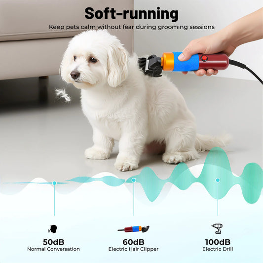 36W 6600rpm Variable Speed Electric Hair Clipper Pet Clipper Grooming Clipper Animal Trimmer Low Noise for Home Pet Grooming