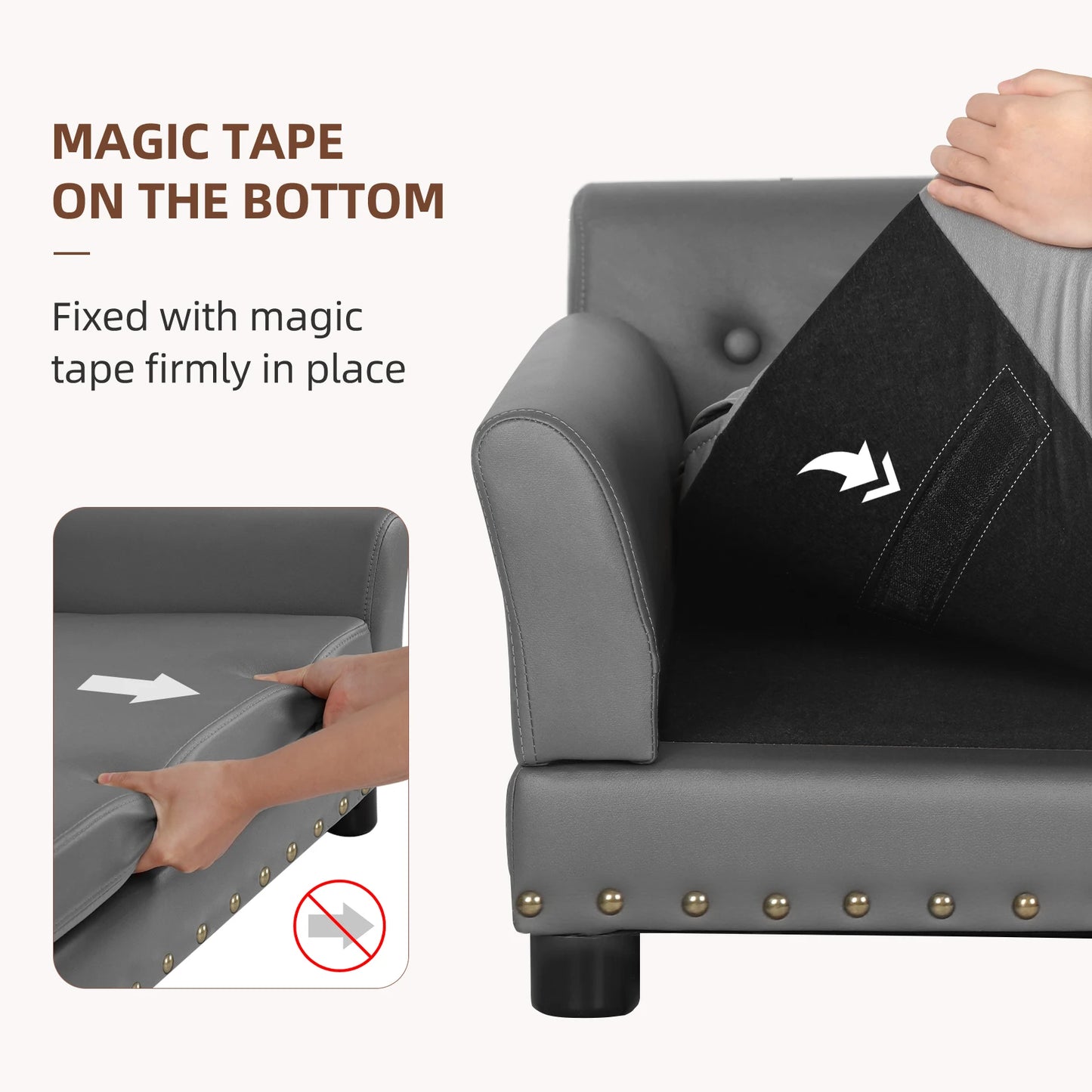 Elevated Dog Bed Sofa Mat Microfiber Leather Cover for Large Pet Snuggle Lounge Chair with Removable Cushion