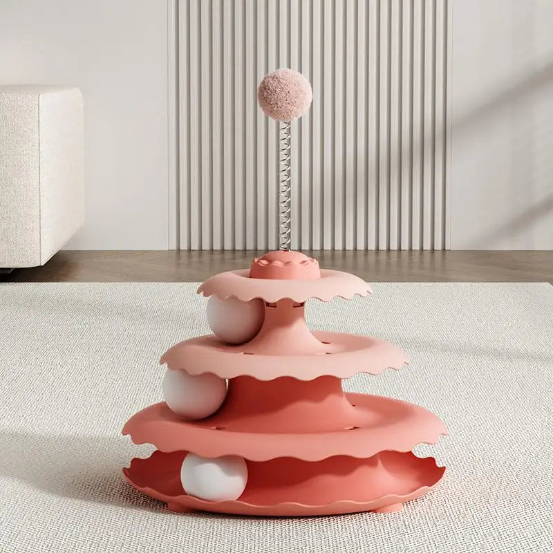 Three Layer Turntable Educational Play Track Tower Cat Teaser Toy Household Cat Practice Self Entertainment Teasing Artifact Toy