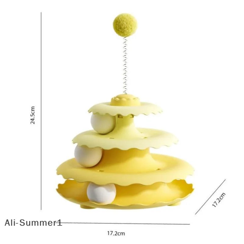 Three Layer Turntable Educational Play Track Tower Cat Teaser Toy Household Cat Practice Self Entertainment Teasing Artifact Toy