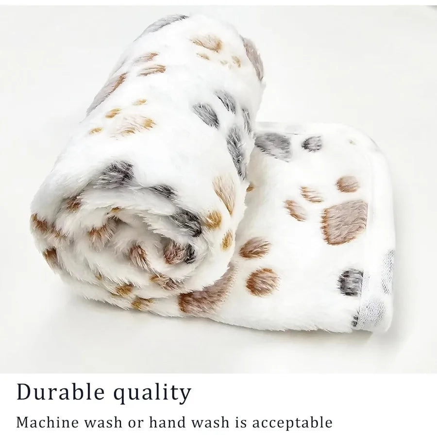 1 Pack 3 Blankets Super Soft Fluffy Premium Fleece Pet Blanket Flannel Paw Printed Throw for Dog Puppy Cat Small 23x16'' Brown