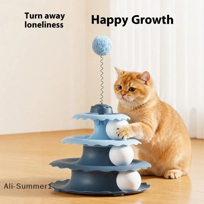 Three Layer Turntable Educational Play Track Tower Cat Teaser Toy Household Cat Practice Self Entertainment Teasing Artifact Toy