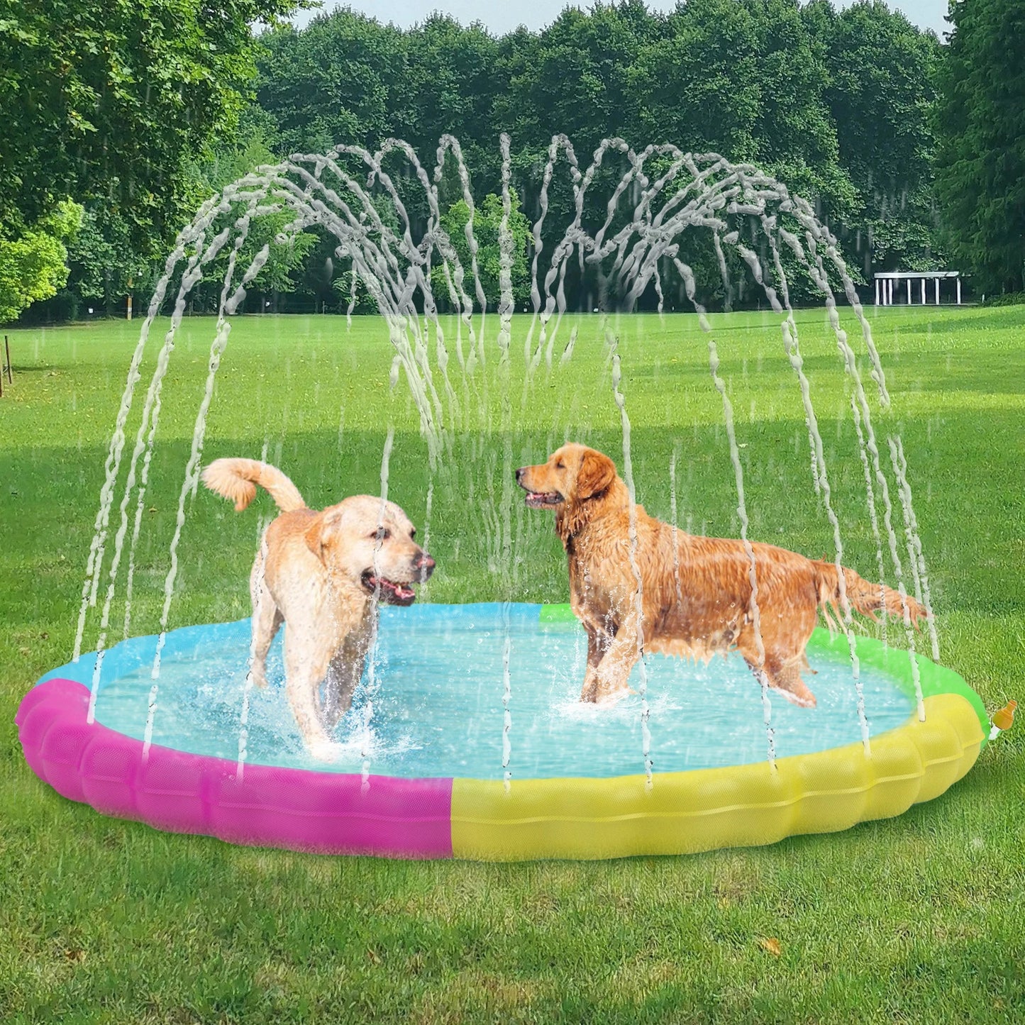 Splash Pad for Dogs, Non-Slip Splash Pad for Pets Summer Outdoor Water Toys, Sprinkler Pool for Dogs Outdoor Play