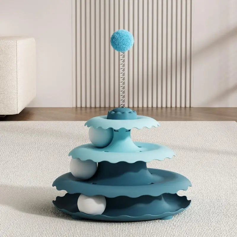 Three Layer Turntable Educational Play Track Tower Cat Teaser Toy Household Cat Practice Self Entertainment Teasing Artifact Toy