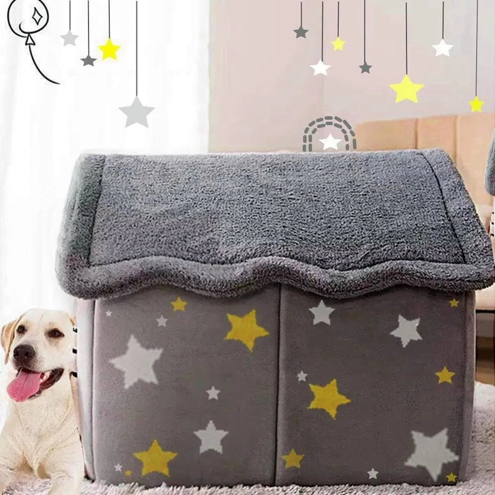 dog house indoor memory sponge, foldable dog house kennel bed mat with cushion for small medium large dogs cats, winter warm cat