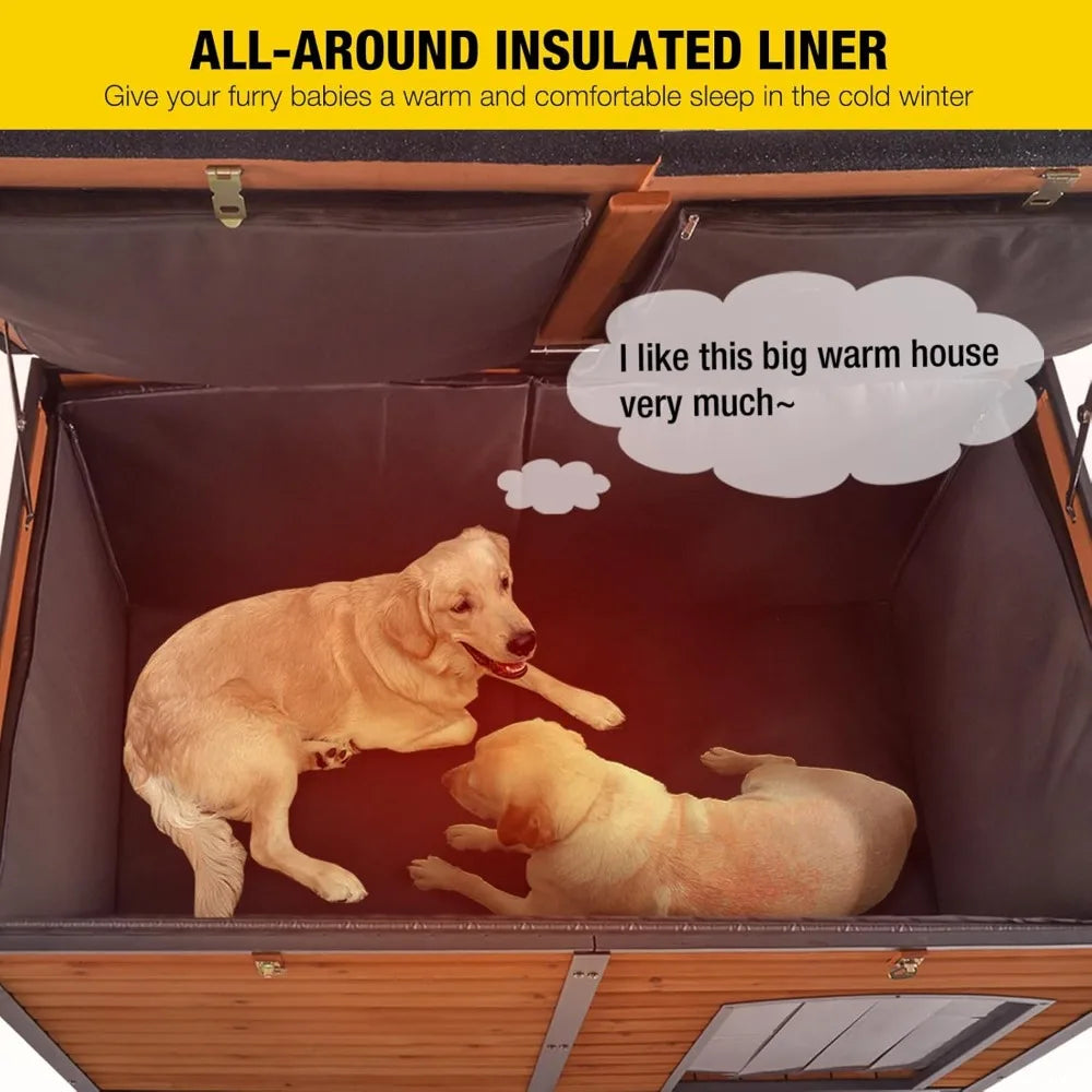 59" Large Dog House 100% Insulated Dog Kennel with Liner for Winter,Waterpoof for Outdoor & Indoor Use.
