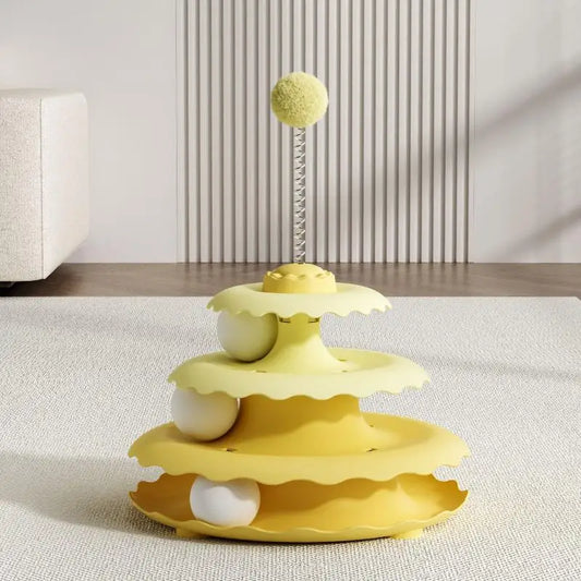 Three Layer Turntable Educational Play Track Tower Cat Teaser Toy Household Cat Practice Self Entertainment Teasing Artifact Toy