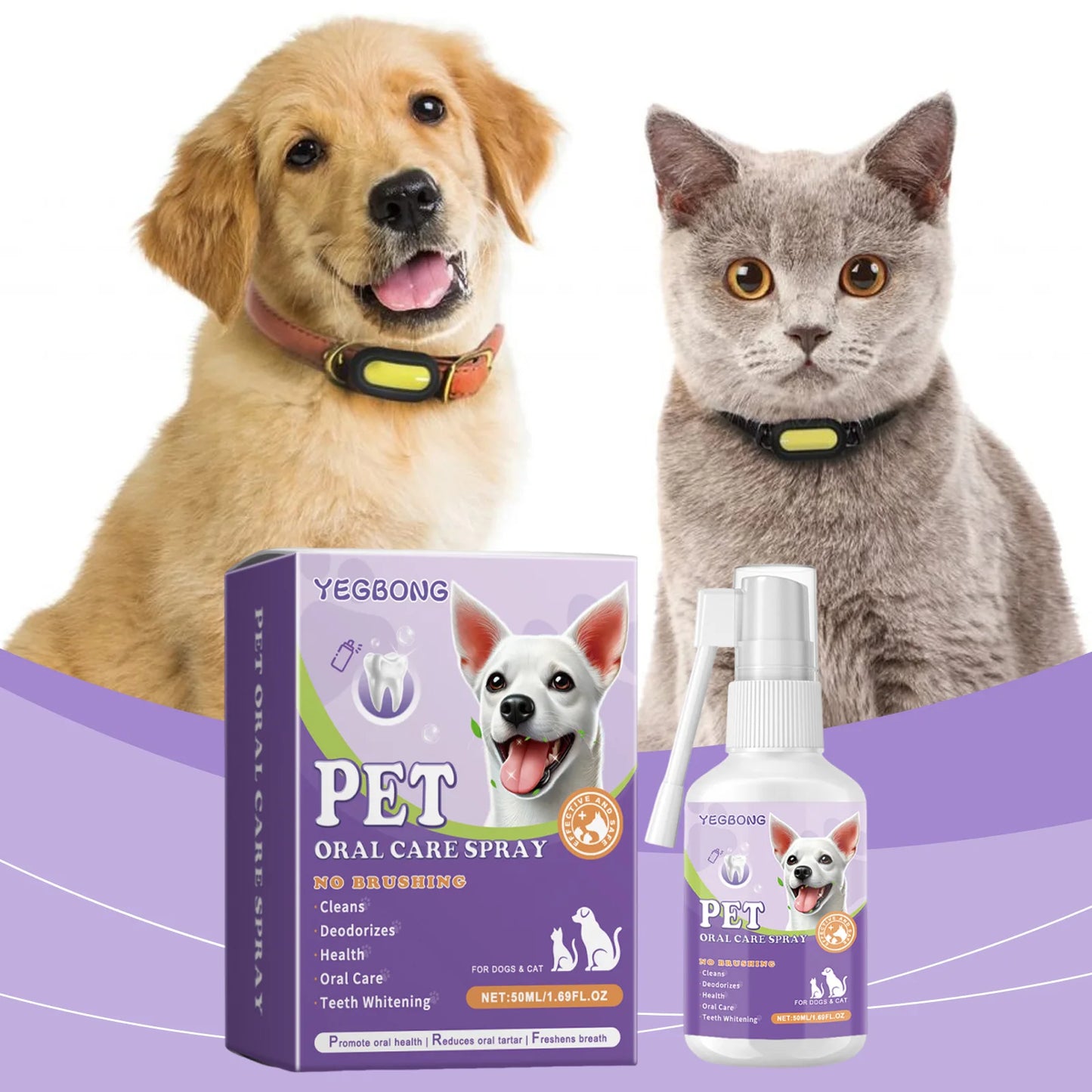 50ml Pet Oral Cleanse Spray Dogs Cats Teeth Clean Deodorant Breath Calculus Kitten Bad Remove Prevent Pet Supplies