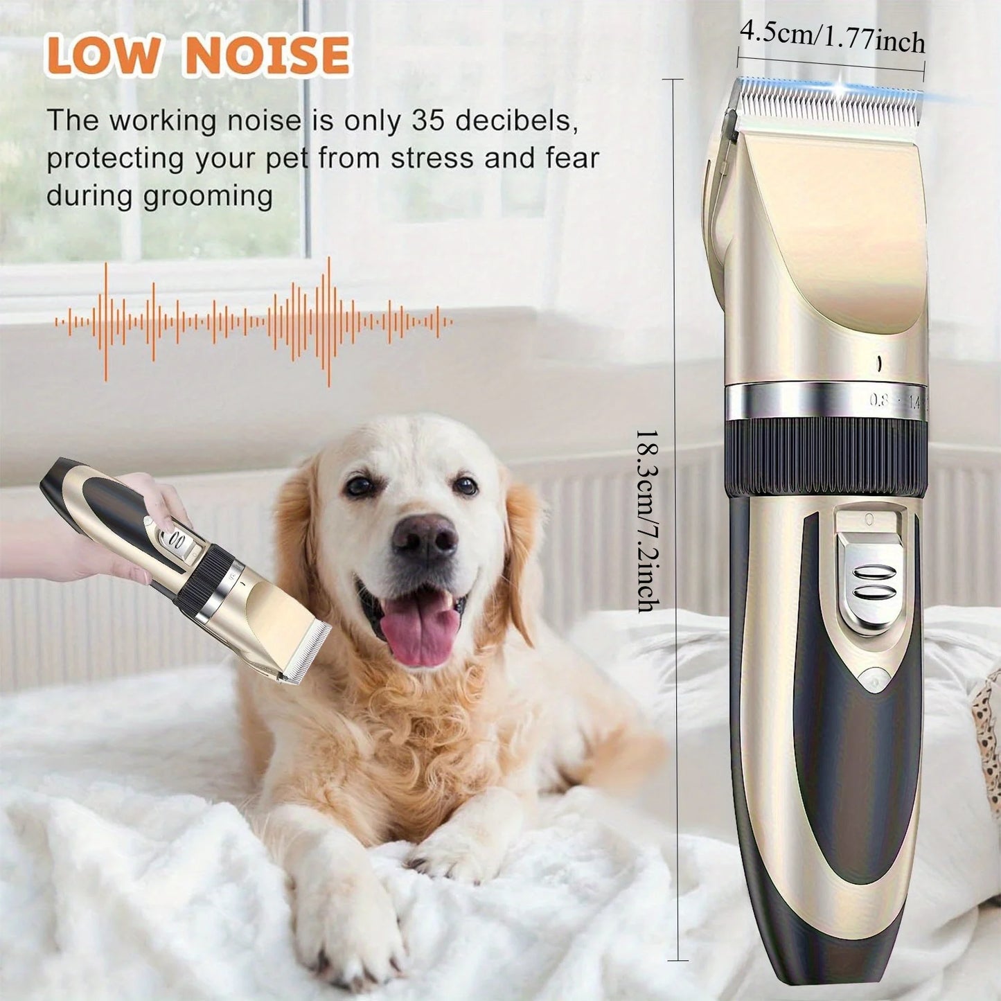 Professional Wireless Electric Pet Grooming Kit: Low-Noise Hair Trimmer – For Cats & Small-to-Medium Dogs, A Perfect Holiday Gif