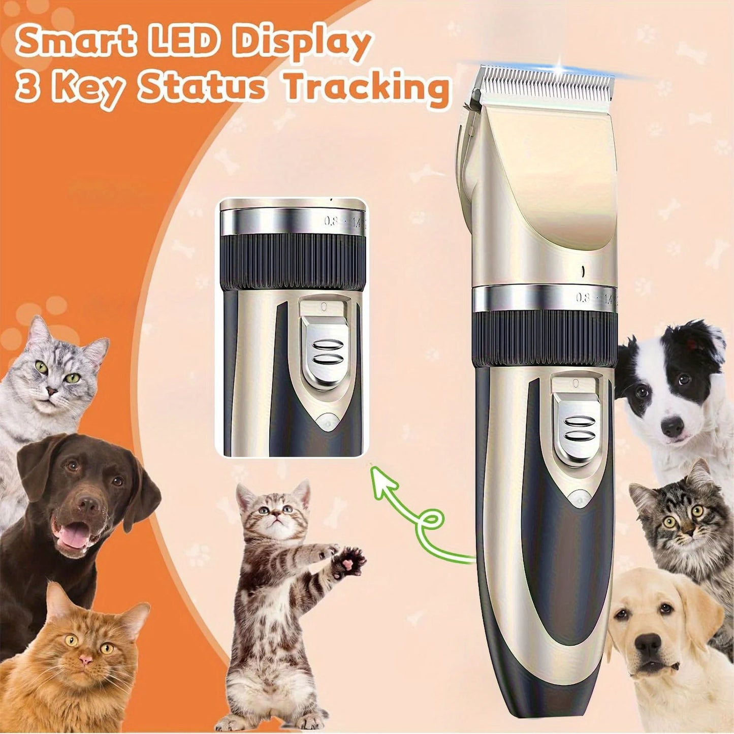 Professional Wireless Electric Pet Grooming Kit: Low-Noise Hair Trimmer – For Cats & Small-to-Medium Dogs, A Perfect Holiday Gif