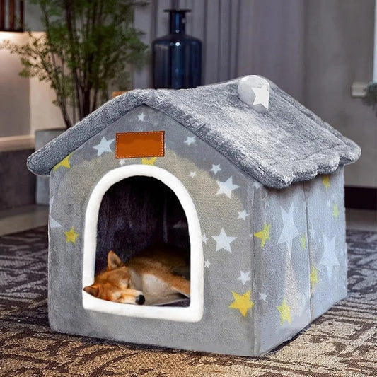 dog house indoor memory sponge, foldable dog house kennel bed mat with cushion for small medium large dogs cats, winter warm cat