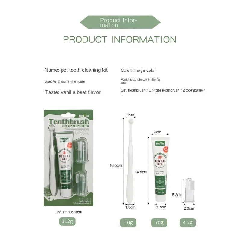 Pet Toothpaste Kit - Dental Care Set for Dogs & Cats, Teeth Cleaning Gel with Finger Brush, Christmas Birthday Gift for Pets