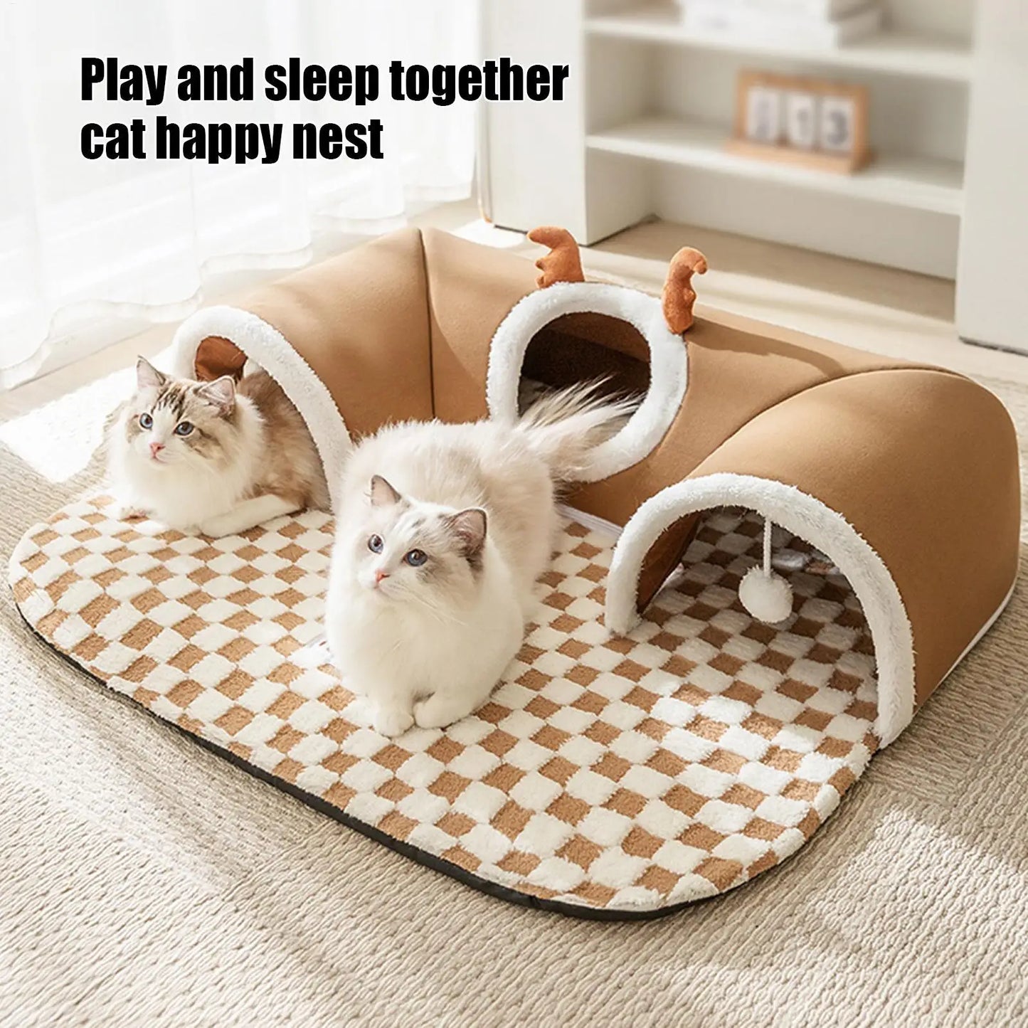 Cat Bed Tunnel Cat Play Tunnel Warm Shelter Tent House Toys for Dog Pet Animal Indoor Outdoor Wall-Corner Games Outside
