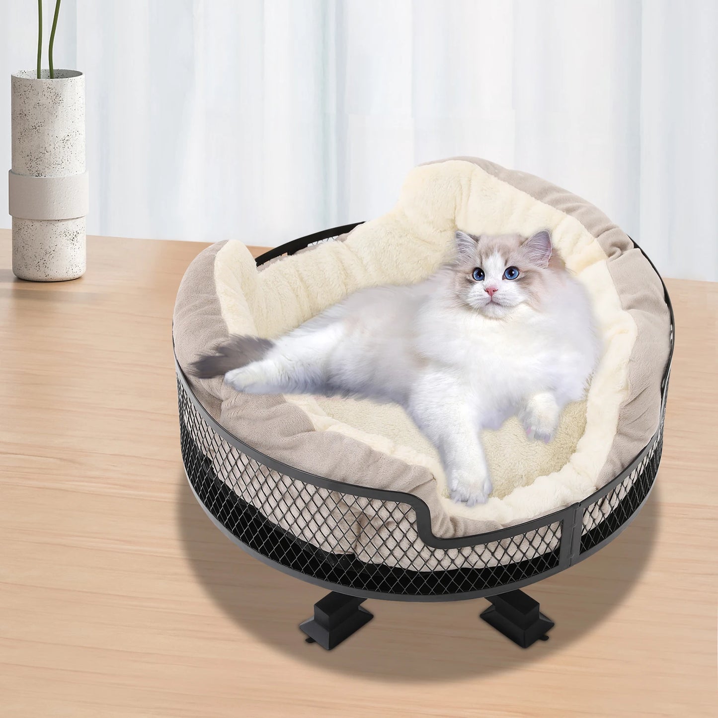 Portable Stainless Steel Elevated Cat Desk Bed 22.05 Lbs Weight Capacity Or Small Cats And Dogs
