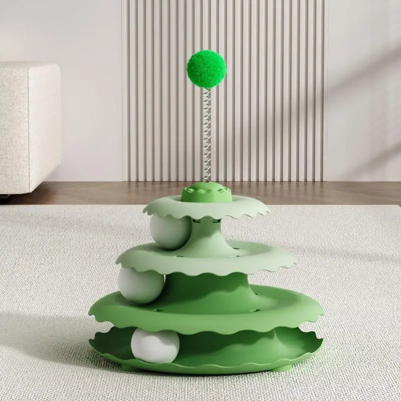 Three Layer Turntable Educational Play Track Tower Cat Teaser Toy Household Cat Practice Self Entertainment Teasing Artifact Toy