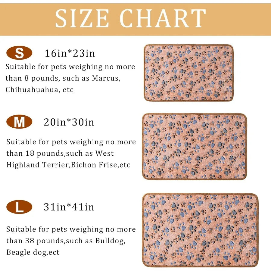 1 Pack 3 Blankets Super Soft Fluffy Premium Fleece Pet Blanket Flannel Paw Printed Throw for Dog Puppy Cat Small 23x16'' Brown