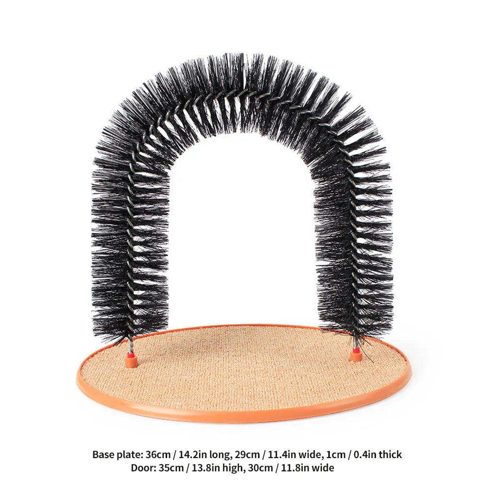 Cat Arch Self Groomer Massager Cat Rubbing Post with Sturdy Scratcher Pad Cat Face Scratcher for Indoor Kitten & Small Dog