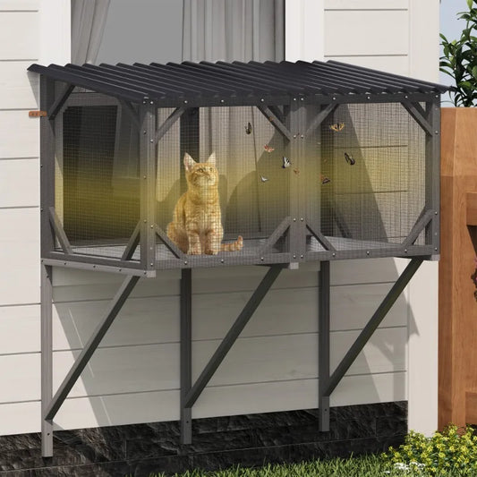 Cat Window Box Outdoor Cat Fence Indoor Cat All day Cat Cage Window Sunbathing Nap Watching Cat Furniture